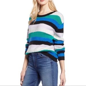 Halogen Bow Back Stripe Sweater Size Large